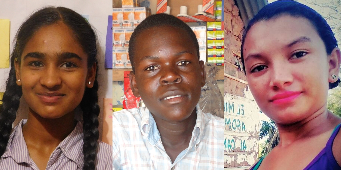 Engagiert für Kinderrechte: Ritu, Caleb und Yina