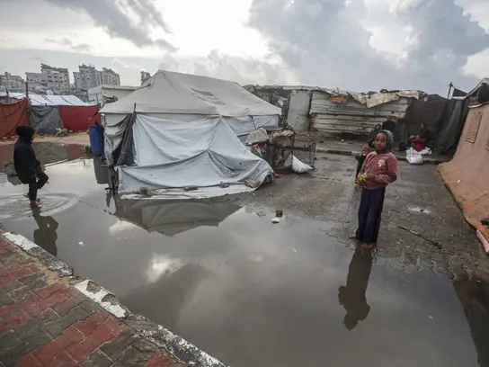 War-refugee children in a camp in Gaza