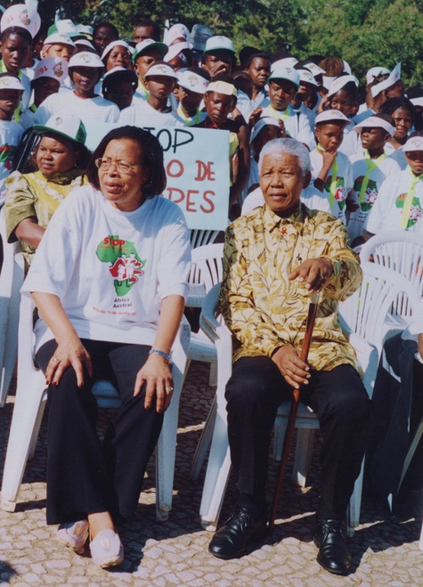 Nelson Mandela auf einer terre des hommes-Konferenz in Mosambik