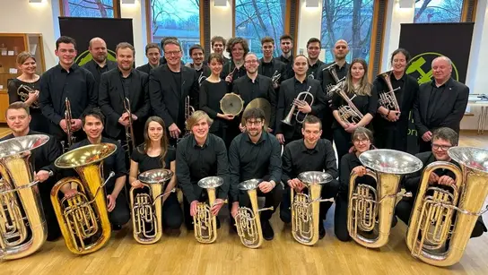 Bild von der Bläsergruppe und ihren Instrumenten