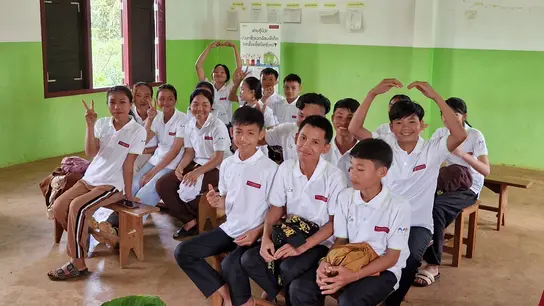 Abeiten an Lösungen: Die 17 Miglieder des Umweltteams in der Schule von Horkong