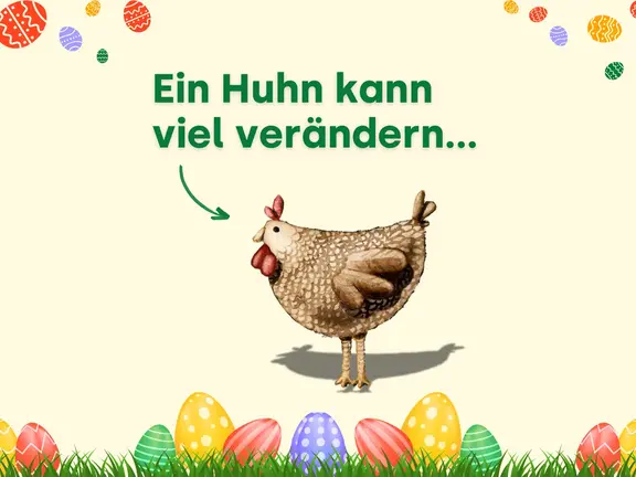 Illustriertes Huhn mit Osterschmuck