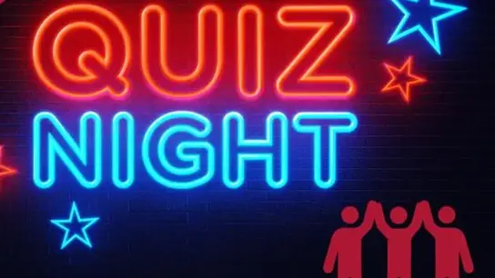 Einladungsflyer zum Quizabend mit Schriftzug "Quiz Night" und "Aktiv für Kinder in Not"