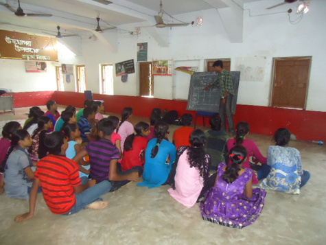 Lively participation: Sudipta at a workshop in a school