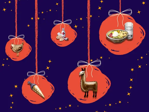 Weihnachtliche Darstellung des Terre des Homme Spendenshops