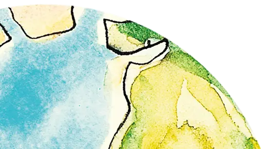 Fliegender Comic-Drache, darauf sitzt ein Kind