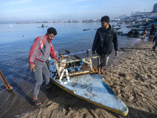 The fishermen have to improvise in order to be able to do their work